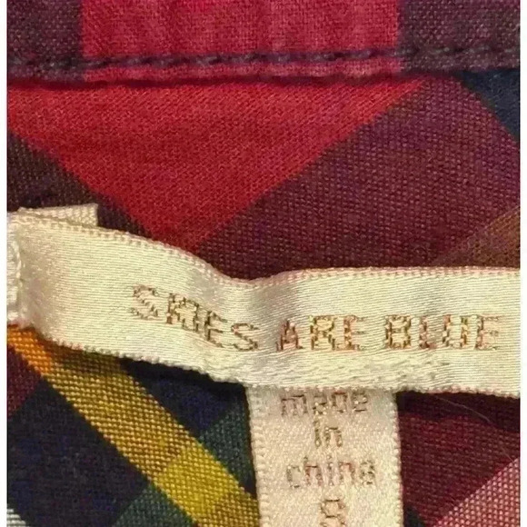 Skies Are Blue Women's Plaid Flannel Button-Up Shirt Size S Vintage - Picture 4 of 4